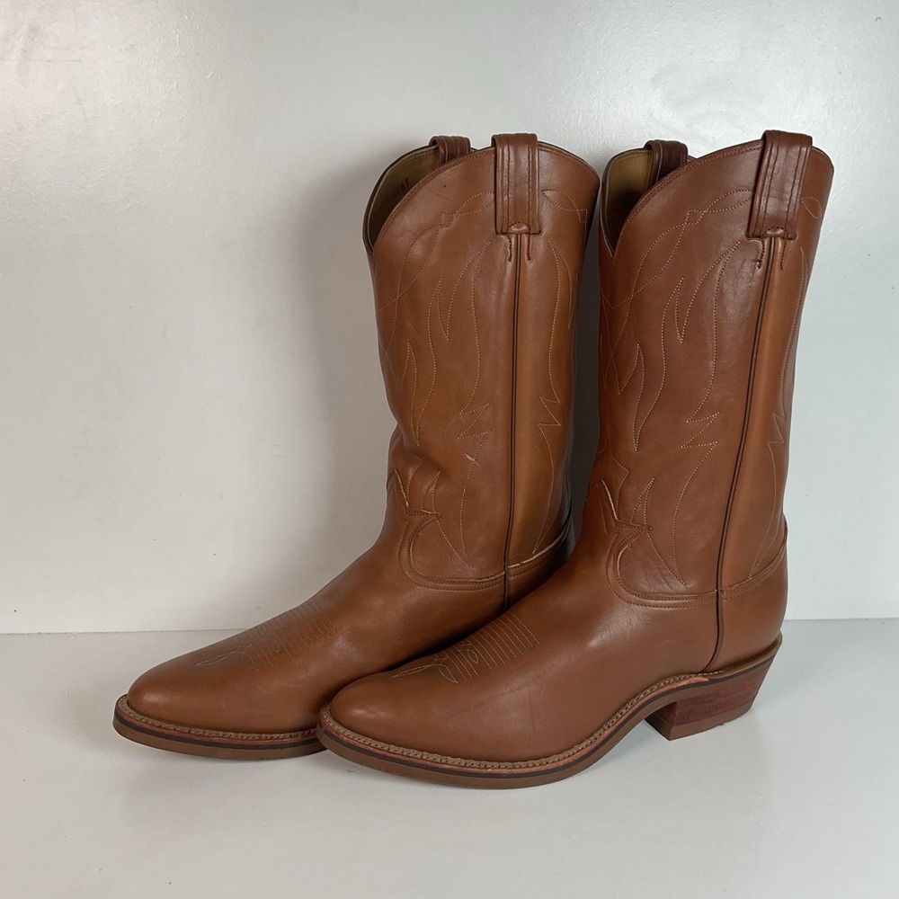 Vintage Tony Lama Retan Leather Cowboy Boots 13 A Vibram Oil-Resist USA Made